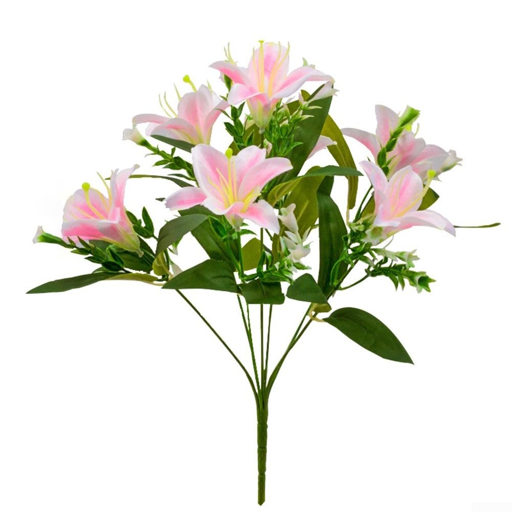 Realistische Seidenlilien 2er Set Künstliche Blumen für deko(pink) | Lebens echtes Design, seidenweiche Textur, keine Bewässerung nötig, 2er Set, für ideal als Dauerdeko