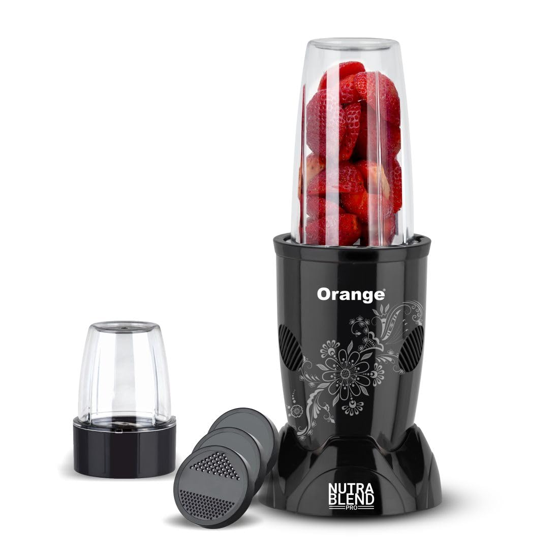 Orange Nutra Blend Pro 450 Watt 2-Jar Mixer Grinder – Dry/Chutney Jar & Smoothie Jar with Go-To Lid | Spice Seasoning Caps Included | 100% Copper With Heavy Duty Motor | 1Year Warranty | Black-image-15