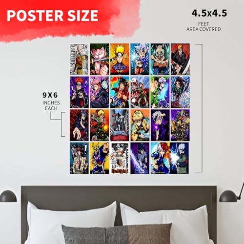Image of VEENSHI Set of 24 Mix Anime Wall Posters - HDR With Glossy Shine, 300 GSM (Size: 9x6 Inch)