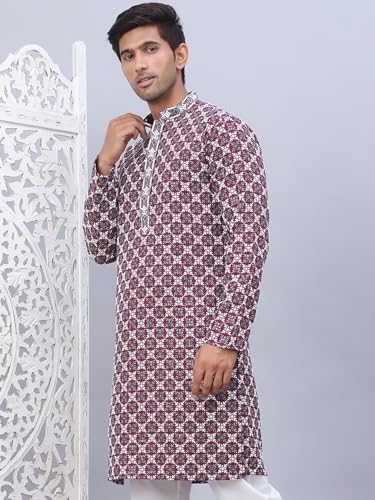Image of Jompers Rayon Embroidered & Sequins Regular Fit Kurtas for Men.