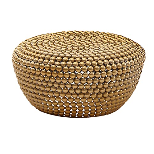 FineBuy Table Basse de Salon Aluminium 60x60x30 cm Metal Orientale Or | Petite Table de Canapé Ronde | Design Table d'appoint Moderne