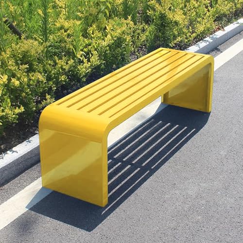 Banc de jardin en métal jaune résistant aux intempéries