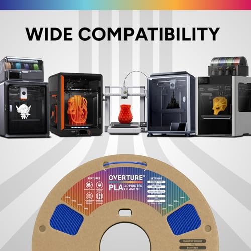 Image of OVERTURE PLA Filament 1.75mm PLA 3D Printer Filament, 1kg Cardboard Spool (2.2lbs), Dimensional Accuracy + /- 0.03mm, Fit Most FDM Printer (Blue)