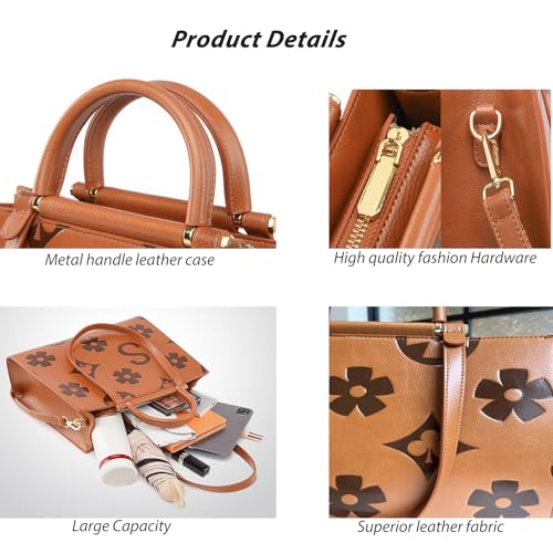 Bolso Tote de Cuero Vegano para Mujer, grande y floral miniatura 4