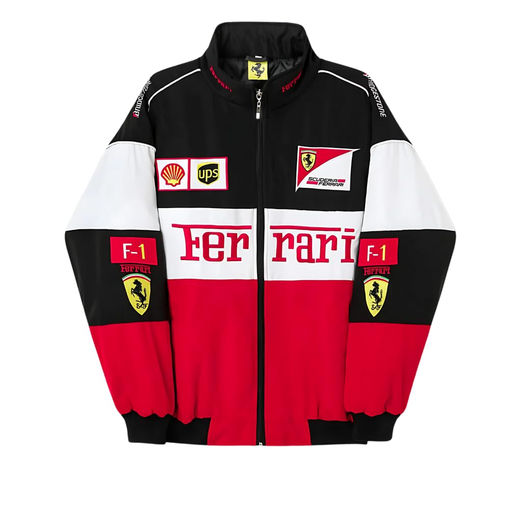 Embroidered F1 Racing Sport Jacket for Men & Women |Biker Bomber Jacket | Lightweight Polyester Streetwear | Tricolor Motorsport Print | Zipper Closure | Comfortable Casual Wear | S-XXL-picture-28