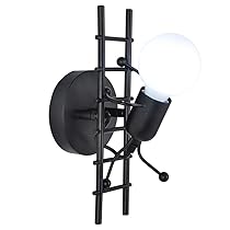 Goeco Humanoid Applique da Parete Interno, Lampada da Parete Interno Moderna, Illuminazione Interna Semplice per Soggiorno Corridoio Camera da Letto, 220V, E27 Lampadina non Inclusa (nero)
