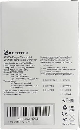 Miniatura 9 de KETOTEK Controlador digital de temperatura de salida de día y noche, termostato, enchufe de calefacción, controlador de temperatura de enfriamiento