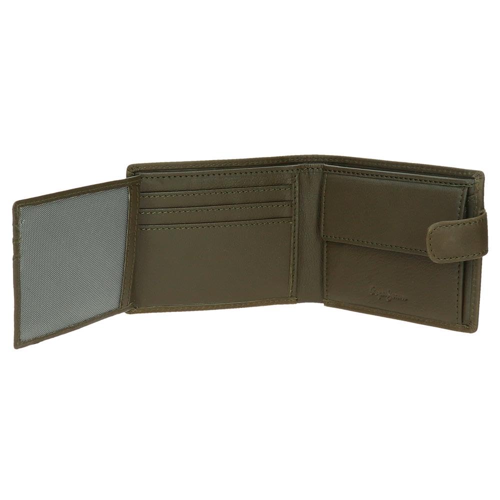 Pepe Jeans Staple Cartera Horizontal con Cierre de Click Verde 11x8,5x1 cms Piel by Joumma Bags