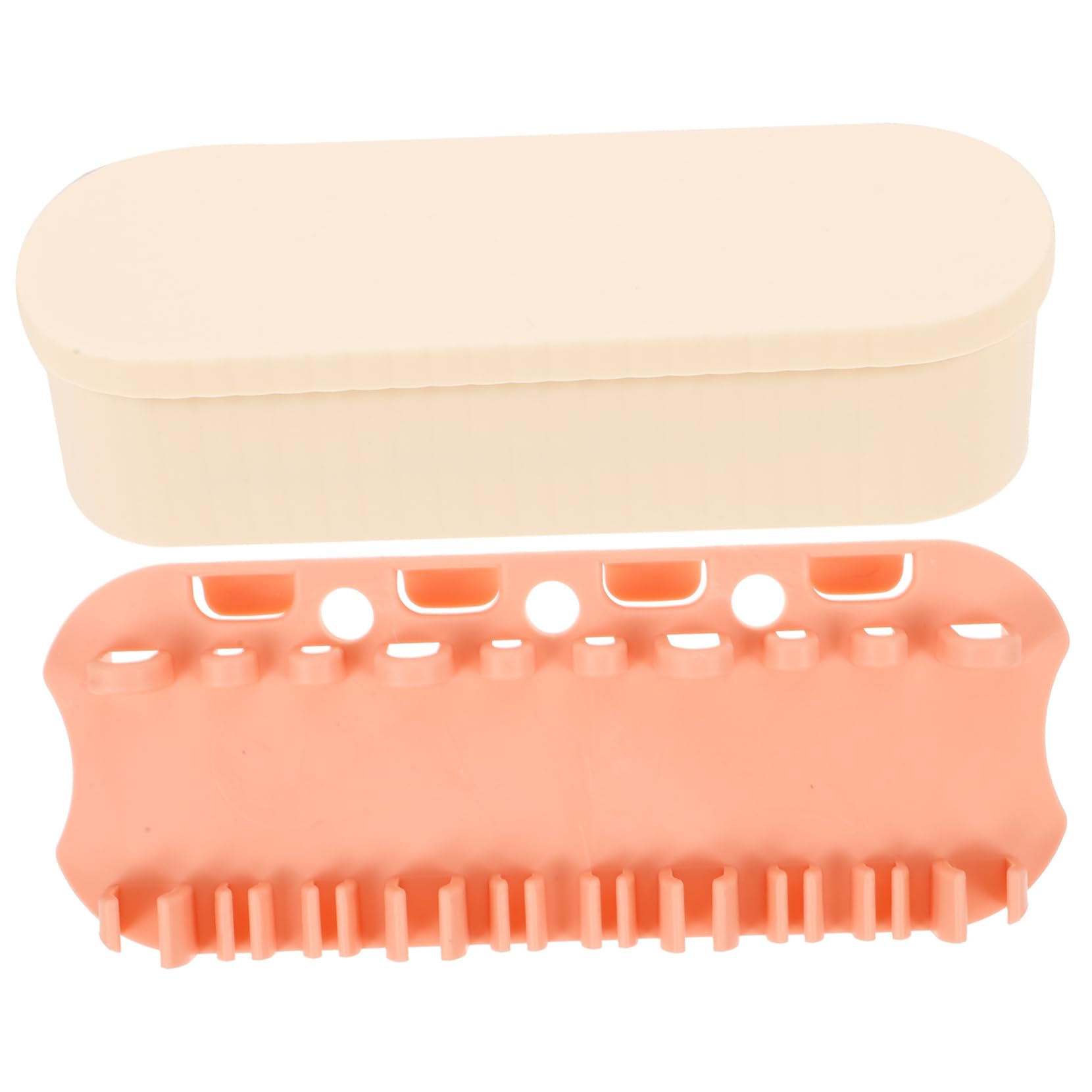 SOLUSTRE Makeup Brush Cleaner Box for Women Portable Tool for Cleaning Storage Lightweight Design for Travel Home Use Multipurpose Makeup Brush Holder Milk Almond Color