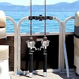 Pontoon Rod Holders, Square Rail Boat Rod Storage for 4 Rod Rack, Fishing Pole Holders Easy to Install for Pontoon Boats Yacht Truck Marine