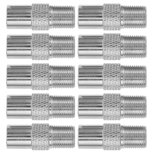 DIYEAH 10pcs Type Male to Female Coaxial Cable Adapter External Threaded Connector for Secure Signal Transmission and Compatible with Cable Tv Satellite Receivers and Antenna Systems