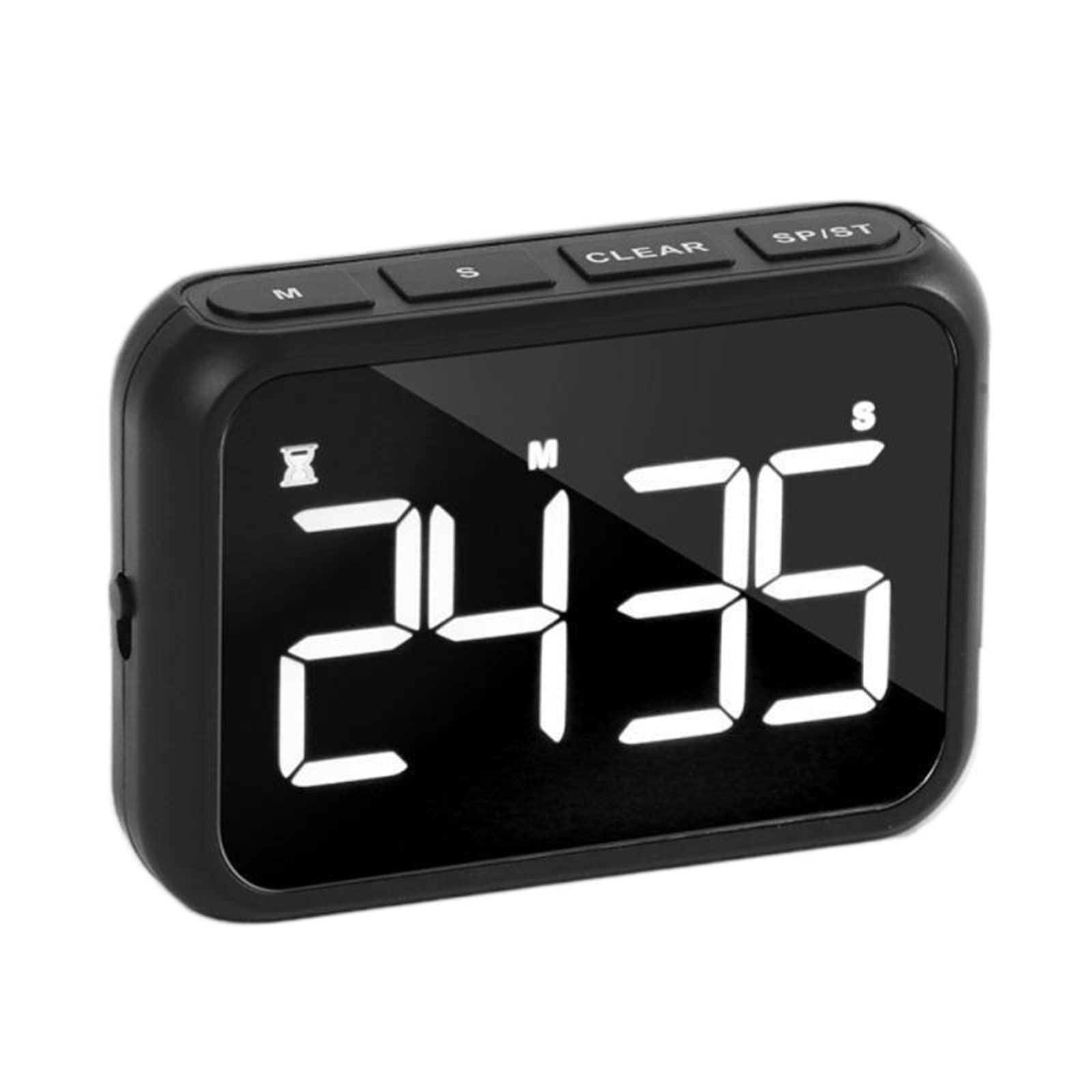Ofenthermometer, multifunktionaler Küchentimer, Wecker, Timer für das Kochen zu Hause, Countdown, Stoppuhr, Anzeige, Timerzähler (Pink) (Schwarz)