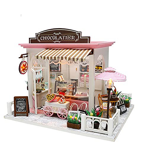 Hosdiy DIY Puppenhaus Bausatz Holz - Miniatur Haus Bausatz mit Möbeln , Musik und LED-Licht - Geschenk für Erwachsene…