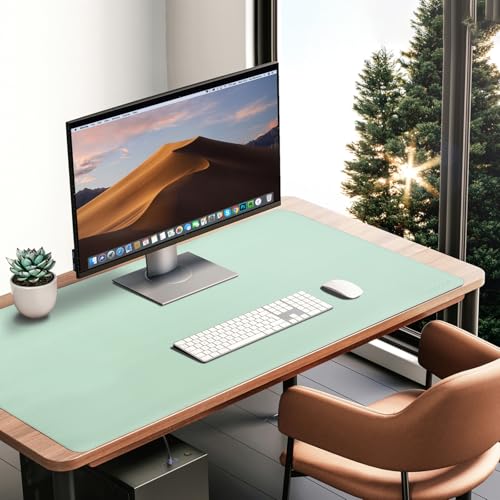 Image of AROPANA Anti-Slip Extended Mouse Pad, PU Vegan Leather Desk Mat, Computer Desk Table Protector Pad with Non-Slip Suede Base for Keyboard, Desktop, Laptop, Office (120x60CM, Turquoise)