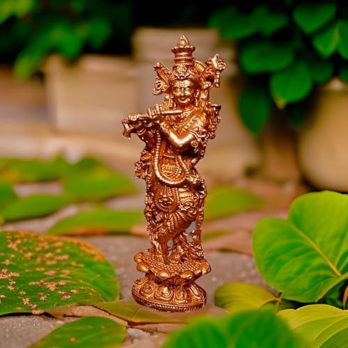 Image of Copper Krishna Idol 2.5 in | Patina Antique Finish | 50g