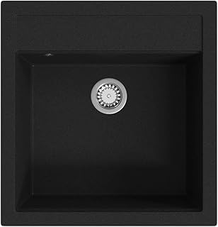 vidaXL Granite Kitchen Sink Single Basin Blac...,