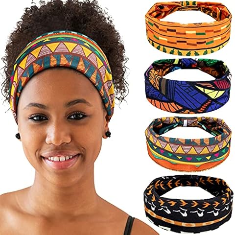 4 Piece Stretchy African Headbands for Women Cover