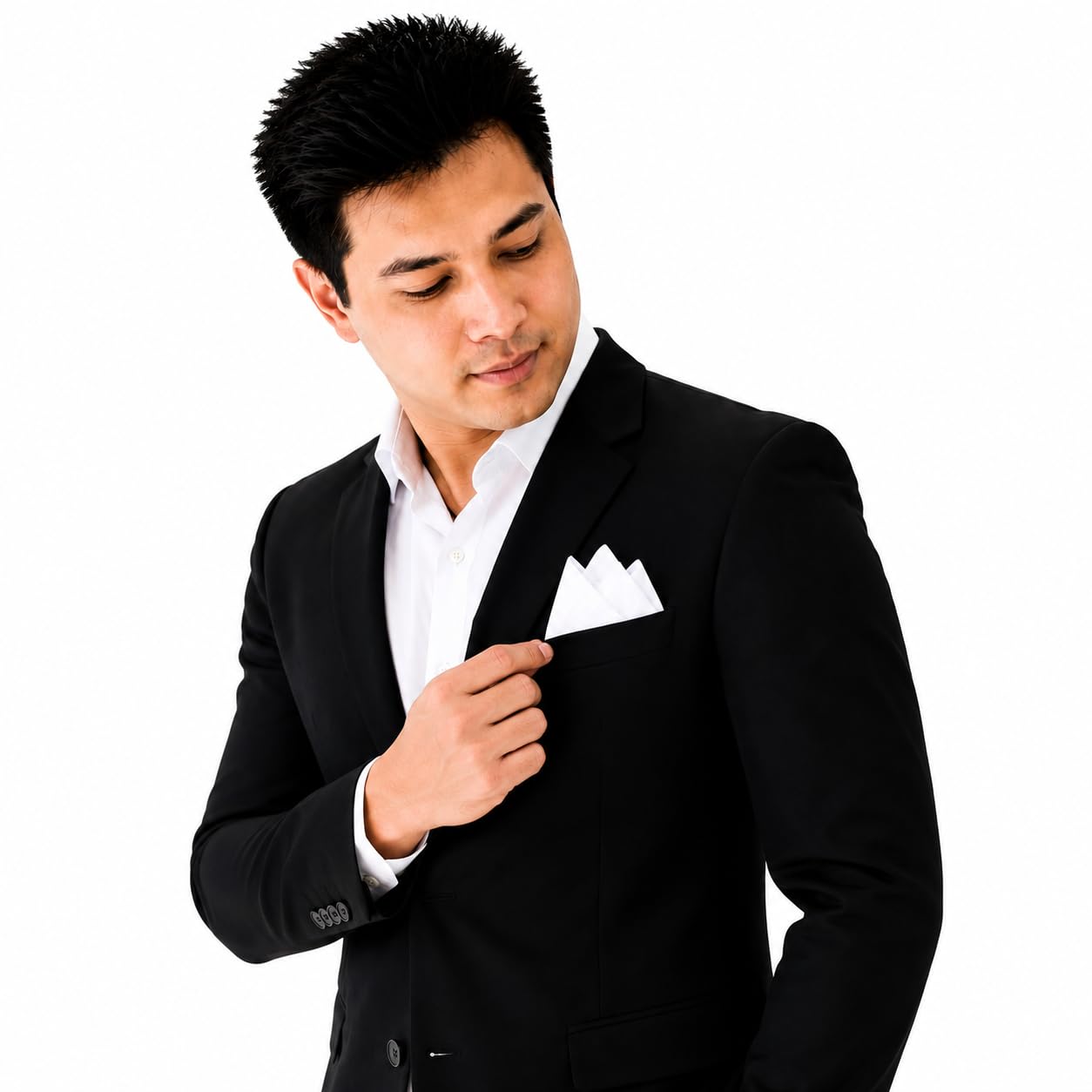 Premium White Pocket Square microfiber Men Plain Satin Wedding Handkerchief Pocket Square-image-49
