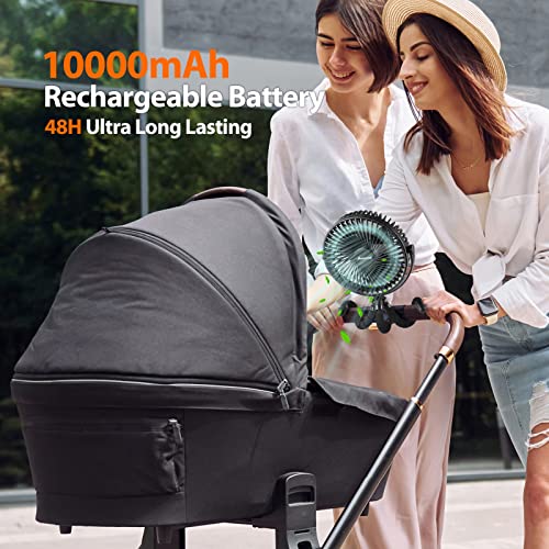 Image of AMACOOL 10000mAh Portable Stroller Fan, 48H Ultra-long Running, 7 inch Battery Operated Baby Fan with Light, Timer, Rechargeable Clip on Fan for Car Seat Treadmill Golf Cart Camping Travel Essentials
