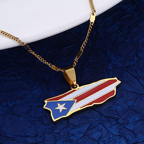 Stainless Steel Trendy Enamel Puerto Rico Map Pendant Chain for Women Puerto Ricans Map Charm Jewelry2