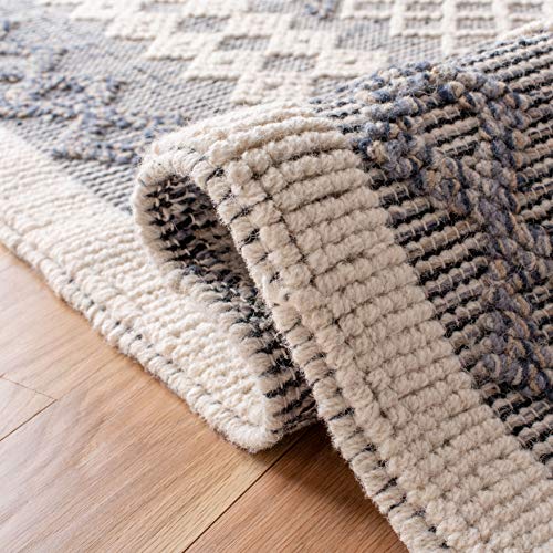 SAFAVIEH Area Rug 8x10 - Natura Collection - Large - Cream & Navy, Handmade Wool, Ideal for Living Room, Bedroom, Dining Space (NAT625N) - Image 5