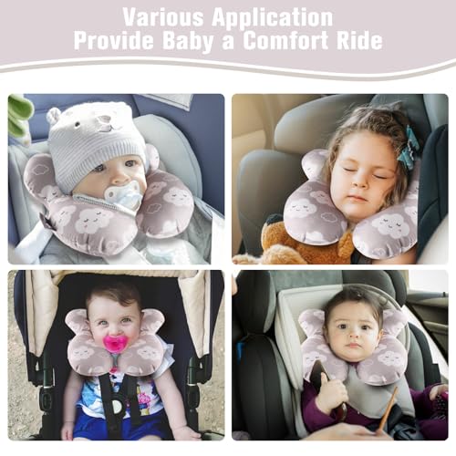 Image of vocheer Baby Travel Pillow(Upgraded), Head and Neck Support Pillow for Pushchair, Car Seat, Stroller, Bouncer, Cotton(Grey Cloud)