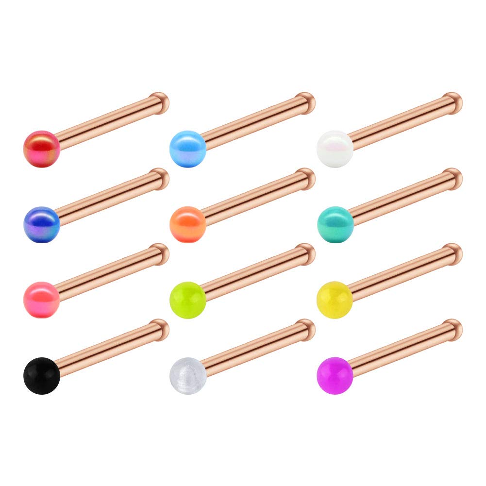 Longita 20G Acero Quirúrgico Plata Piercing Nariz Anillos Studs Perno Claro CZ L-Forma Recto Curvado Nariz Piercing Joyería del Cuerpo 18 Piezas