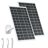 VUEBEE 13W Solar Panel for Security Cameras, 5V Output, USB-C/Micro USB/DC (5.5x2.1mm), 360° Adjustable Mount, IP66 Waterproof, 7.2FT Cable, Outdoor Solar Charger, 2 Pack