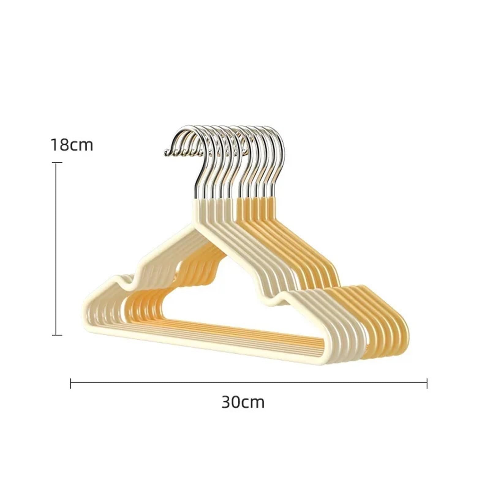 Grucce per Cappotti Grucce Antiscivolo in Metallo Senza Tracce da 10 Pezzi, Appendiabiti Resistenti, salvaspazio Domestico for l'organizzazione della Camera da Letto per Abito, Camicia(Yellow)