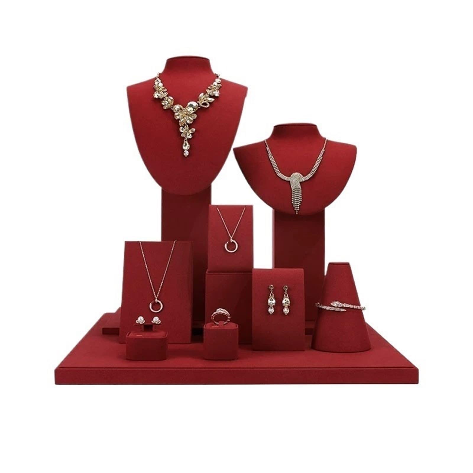 WANGHAI-666 Jewelry Rack 10Pcs Microfiber Jewelry Display Stand Set for Necklaces Earrings Rings