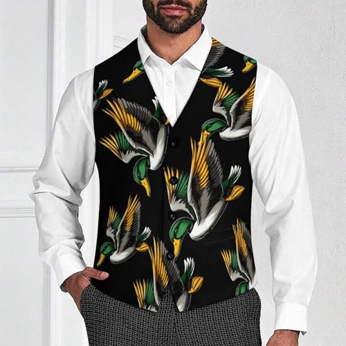 Flying Wild Mallard Duck Men's Suit Vests Business Formal Dress Vest V-Neck Waistcoat for Wedding Casual2