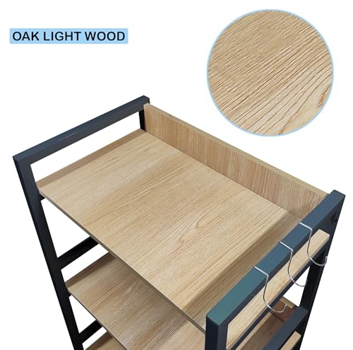 Image of Lukzer 5-Layer Multipurpose Storage Organizer Rack - Wood and Metal Construction for Kitchen, Bedroom, Office, Garage, Shops, and Salon(Black, 166 x 60 x 39 cm)