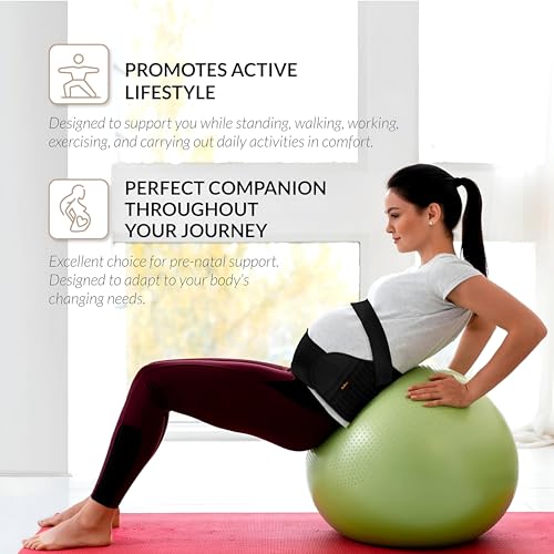 Image of DOLTAS Maternity Belt - Adjustable Pregnancy Support Belt for Belly, Back & Pelvic Relief - Comfortable Pre Natal Belly Band - Breathable Pregnancy Belt for Prenatal & Postpartum Belly Support - Pack Of 1 (Black)