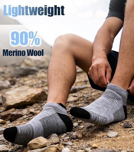 Image of 90% Merino Wool Athletic Breathable Low Cut Socks for Men 3 Pairs