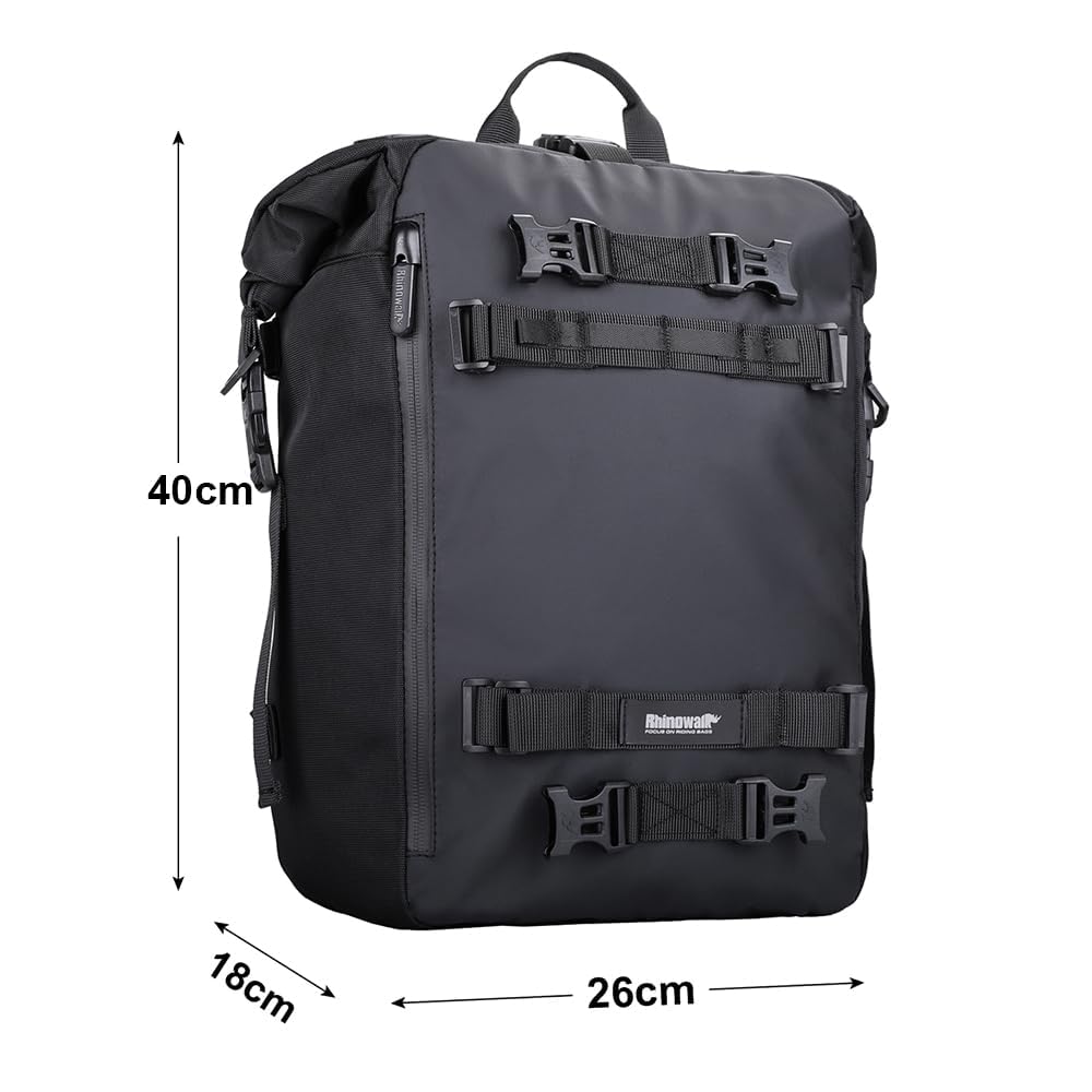 Rhinowalk Bolsa de alforja multifuncional, impermeable, 20 L, para asiento trasero de motocicleta