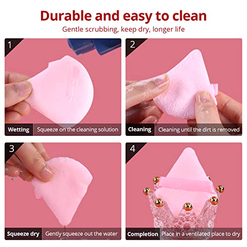 Beakey 10 Pcs Soft Triangle Powder Puff For Loose & Cosmetic Foundation, Powder Puffs For Face Powder Latex Free Makeup Puff (Multi-Colored Red) #TOP6