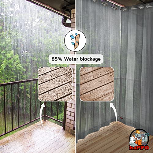Image of HIPPO 150 GSM Outdoor Sun Blocking Balcony Eyelet /Grommet Curtains Sun & UV Protection, Light Filtering 3FTX7.5FT Door Curtain (Grey-Black)