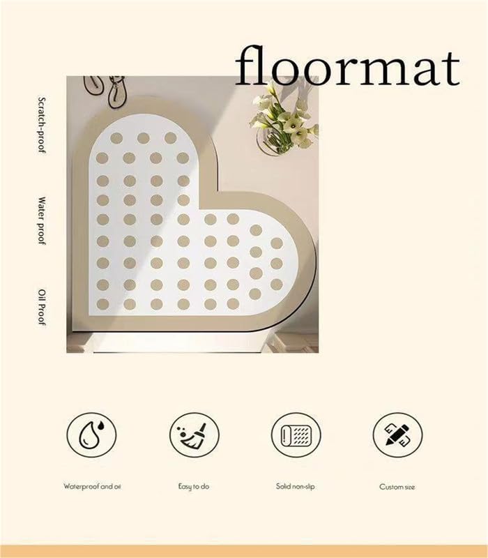 Tapis Forme d'amour Anti-moisissure Antidérapant Séchage Rapide Tapis de Sol léger Luxe Terre de diatomée Doux Absorbant Tapis de Bain