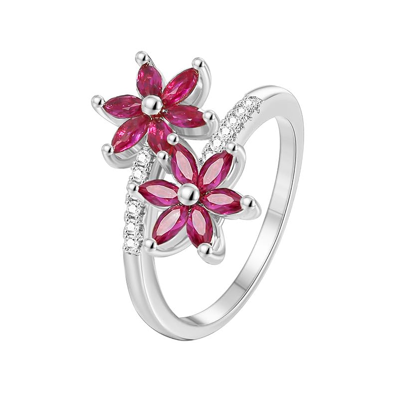 Romantic Inlaid Crystal Flower Bloom Ring Delicate Stainless Steel Ring Daily Wear Engagement Wedding Jewelry Gift for Women4
