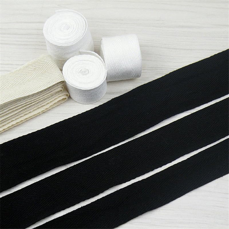 Neues DIY-Stoffzubehör, 100% Baumwolle, schwarzes Fischgrätenband, Paket, Baumwollband, 10 mm, 12 mm, 15 mm, 20 mm, 25 mm, 30 mm, 40 mm, 50 mm – 20 mm Breite