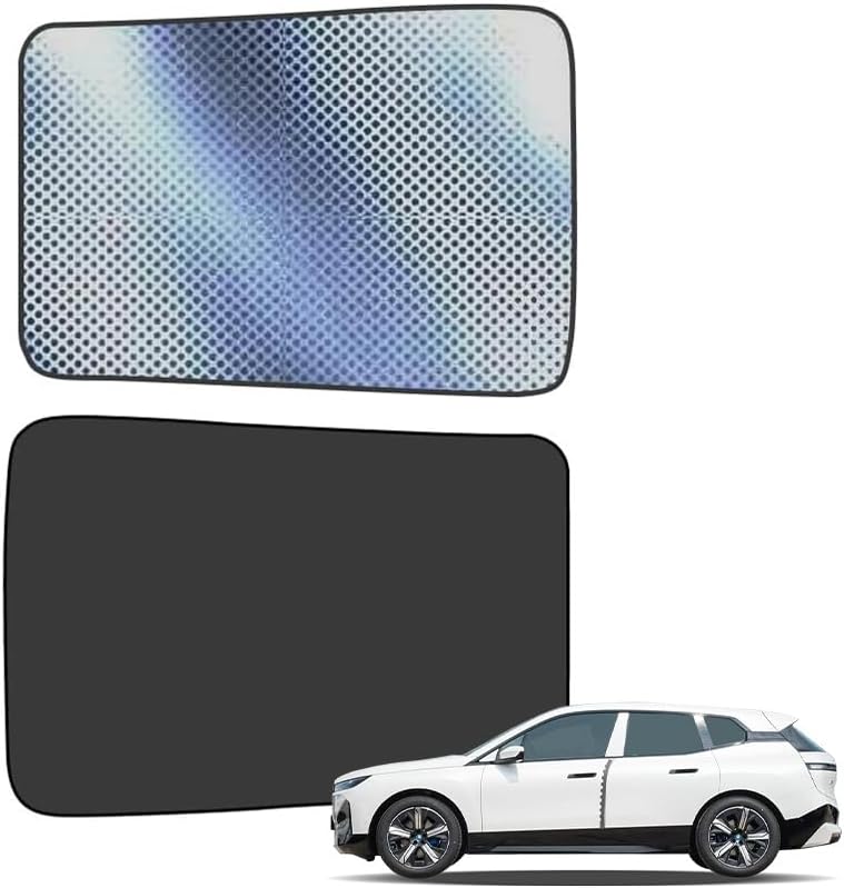 Foldable Sunroof Sunshade Compatible for BMW iX 2022-Present i20 xDrive40 xDrive50 M60, Adsorption Insulation Accessories Sun Shade for BMW iX, UV Reflection Suede Fabric Sunshade Roof (Beige)