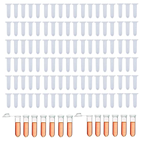 HUAZIZ 150 Pcs Micro Centrifugeuse Tubes, 2ml Clear Micro Plastic Tube, Polypropylène 2ml avec Bouchon à Clipser Tubes de Laboratoire Micro Centrifuge Tubes