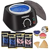 Waxing Kit for Women, DEPROZEA Wax Warmer for Hair Removal , Wax Warmer Kit with 14oz Hard Wax Beads for Face Eyebrow Legs Chest Bikini , Hard Wax Kit for Hair Removal with 20 Wax Sticks 5 Wax Bowls