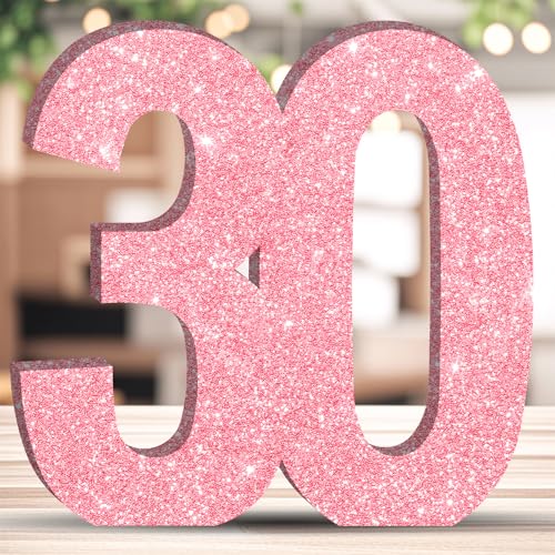 Image of 7.8 IN Glitter Birthday Number Table Decoration Freestanding Party Centrepiece Sparkly Pink Number Ornament for Celebrations Reusable - 30