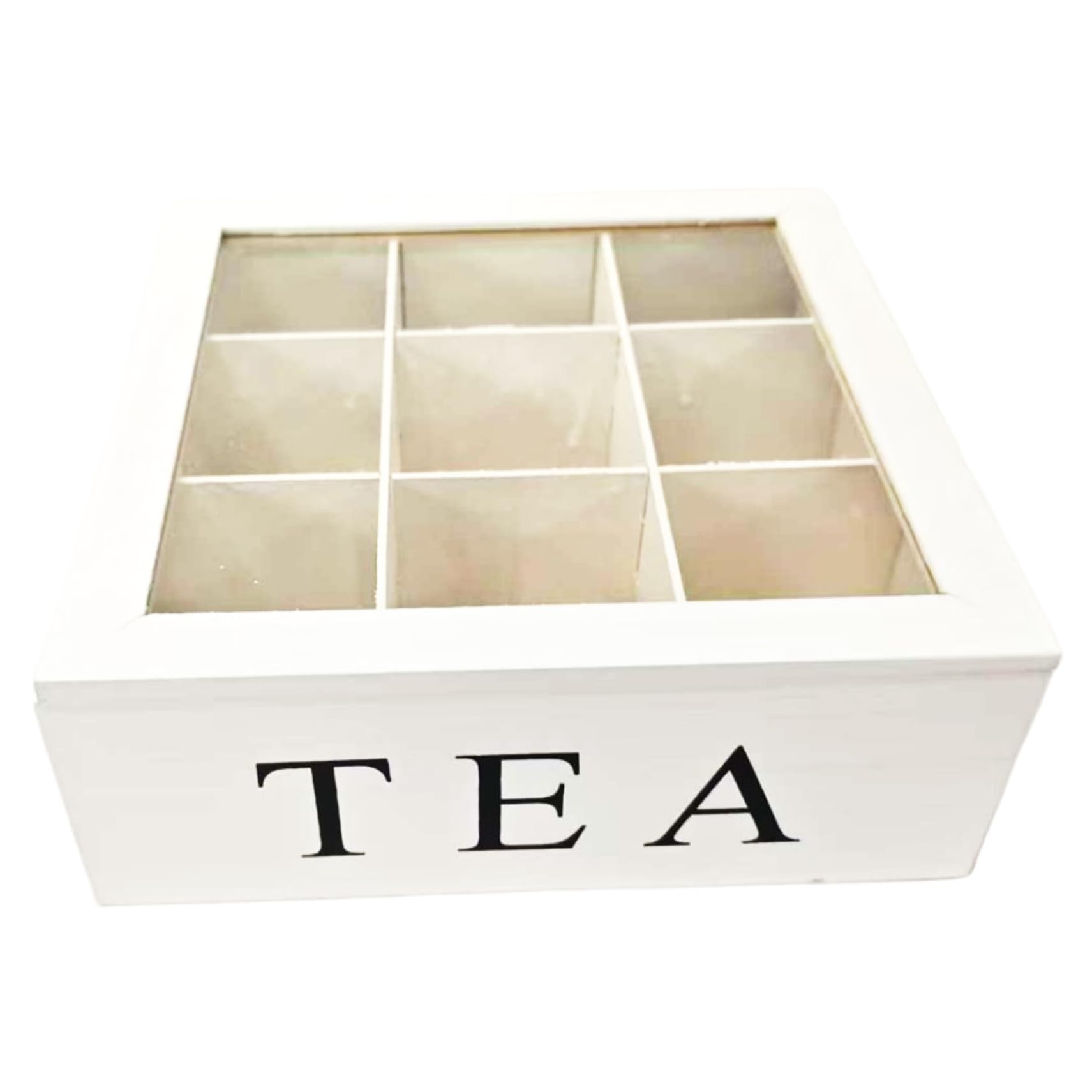 Organizador de bolsitas de té de madera con 9 compartimentos y 9x9x3.5 pulgadas para cocina