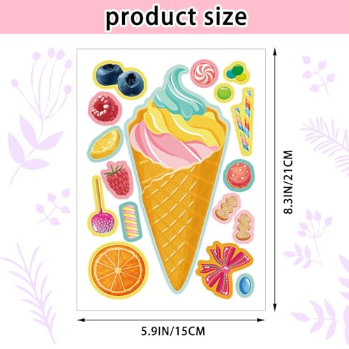 24 Sheets Make Your Own Ice Cream Stickers Party Favors for Kids - Image 3