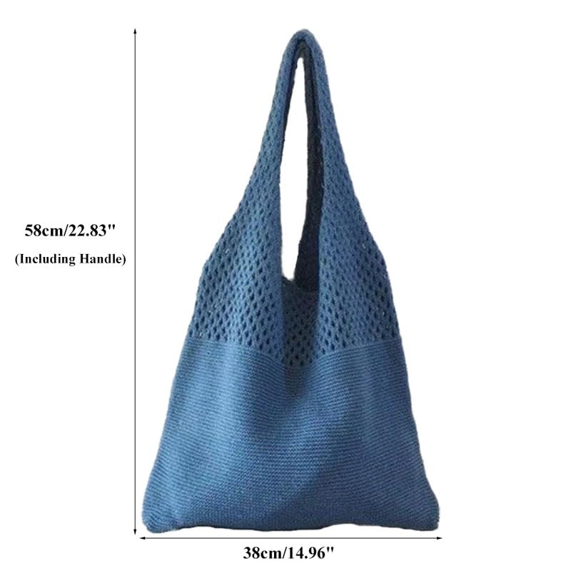 Convertible Shoulder Purse Women's Knitted Handbag for Everyday & Travel Large Hobo Bag Tote Handbags Blue4