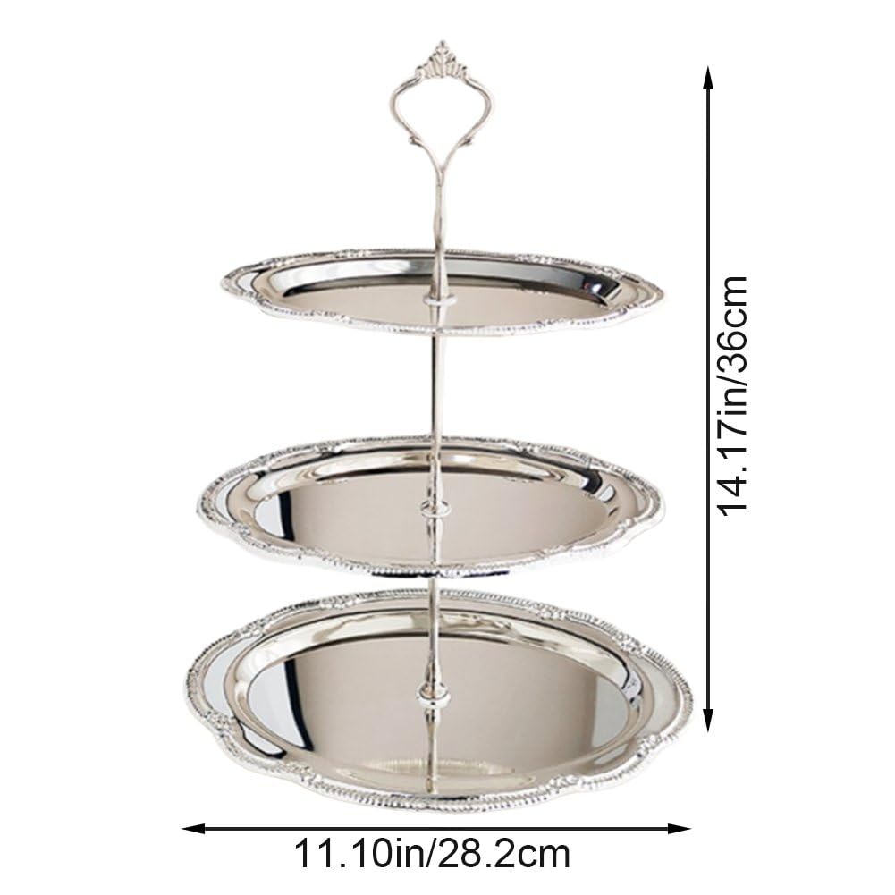 Soporte para Cupcakes De 3 Niveles, Bandeja De Acero Inoxidable con Relieve Vintage para Postres, Ideal para Fiestas De Té, Bodas Y Cumpleaños.