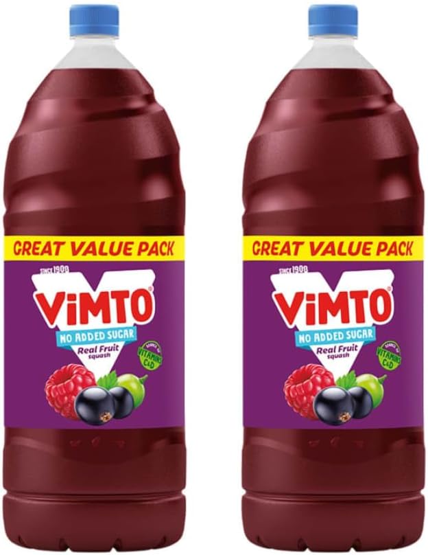 Vimtto No Added Sugar 3L - Real Fruit Squash Bursting With Flavour And a Source Of Vitamins C And D - Pack of 2