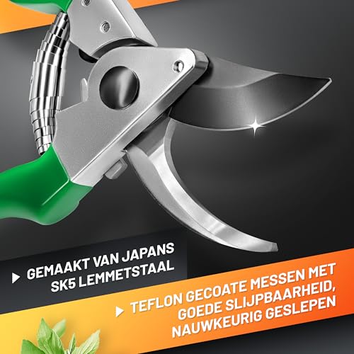 GRÜNTEK Snoeischaar FALKE Teflon boomschaar, lemmet van Japans SK5 staal, Bypass plantenschaar 215 mm Tuinschaar - Afbeelding 4